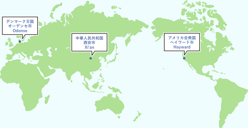 船橋の姉妹・友好都市、へイワード市・西安市・オーデンセ市